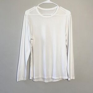 Lululemon Long Sleeve T-Shirt Mens M White Pullover Athleisure Workout Layer